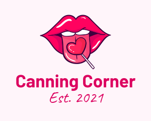 Heart Lollipop Candy Lips logo design