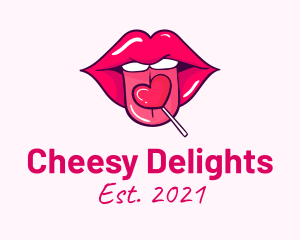 Heart Lollipop Candy Lips logo design