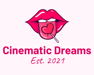 Heart Lollipop Candy Lips logo design