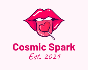 Heart Lollipop Candy Lips logo design