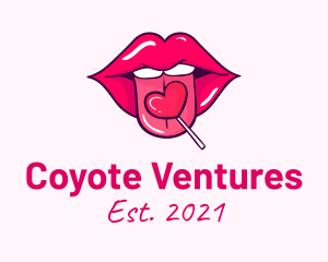 Heart Lollipop Candy Lips logo design