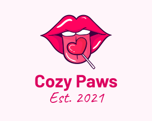 Heart Lollipop Candy Lips logo design