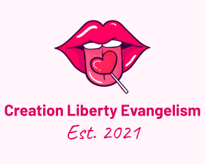 Heart Lollipop Candy Lips logo design