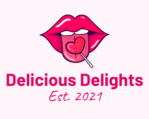 Heart Lollipop Candy Lips logo design