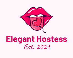 Heart Lollipop Candy Lips logo design