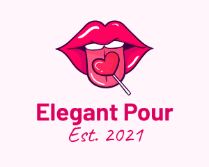 Heart Lollipop Candy Lips logo design