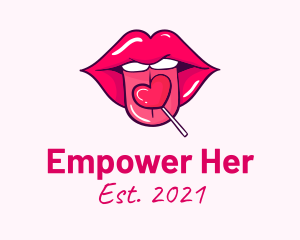 Heart Lollipop Candy Lips logo design