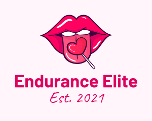 Heart Lollipop Candy Lips logo design