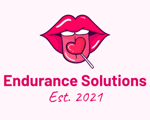 Heart Lollipop Candy Lips logo design