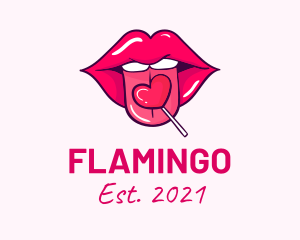 Heart Lollipop Candy Lips logo design