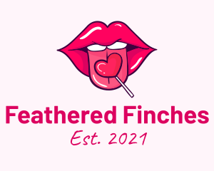 Heart Lollipop Candy Lips logo design