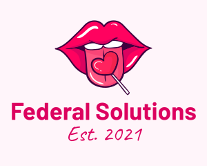 Heart Lollipop Candy Lips logo design