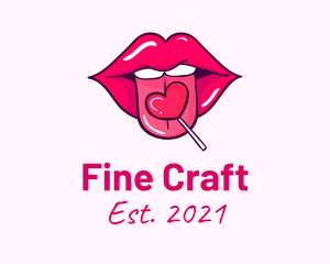 Heart Lollipop Candy Lips logo design