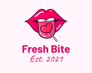 Mouth - Heart Lollipop Candy Lips logo design