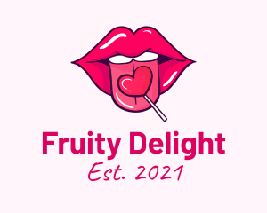 Heart Lollipop Candy Lips logo design