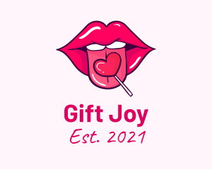 Heart Lollipop Candy Lips logo design