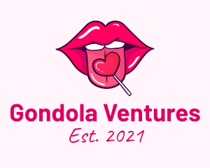 Heart Lollipop Candy Lips logo design