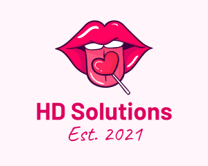 Heart Lollipop Candy Lips logo design