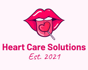 Heart Lollipop Candy Lips logo design