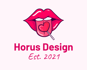 Heart Lollipop Candy Lips logo design