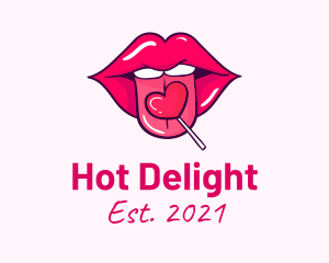 Heart Lollipop Candy Lips logo design