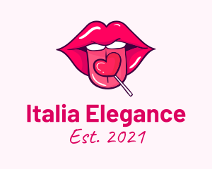 Heart Lollipop Candy Lips logo design