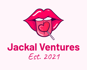 Heart Lollipop Candy Lips logo design