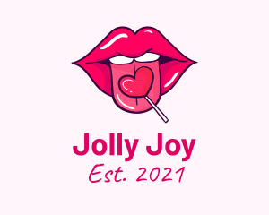 Heart Lollipop Candy Lips logo design