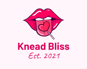 Heart Lollipop Candy Lips logo design