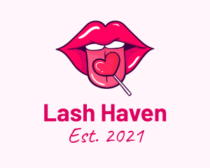 Heart Lollipop Candy Lips logo design