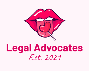 Heart Lollipop Candy Lips logo design