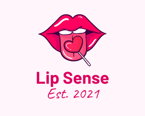 Heart Lollipop Candy Lips logo design