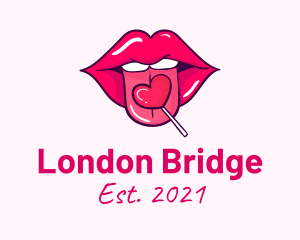 Heart Lollipop Candy Lips logo design