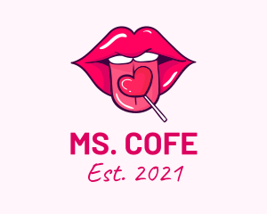 Heart Lollipop Candy Lips logo design