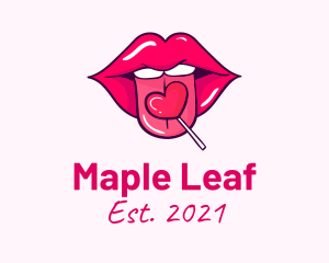 Heart Lollipop Candy Lips logo design