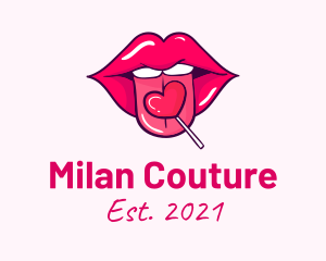 Heart Lollipop Candy Lips logo design