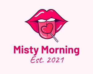 Heart Lollipop Candy Lips logo design