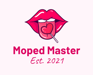 Heart Lollipop Candy Lips logo design