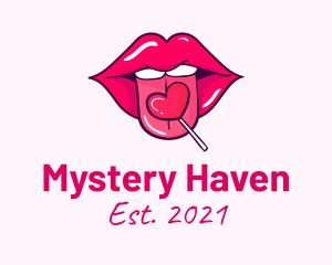 Heart Lollipop Candy Lips logo design