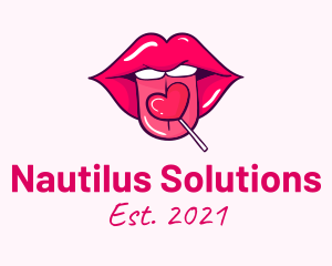 Heart Lollipop Candy Lips logo design