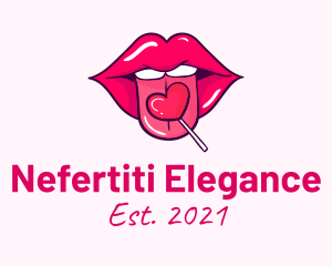 Heart Lollipop Candy Lips logo design