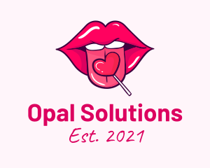 Heart Lollipop Candy Lips logo design