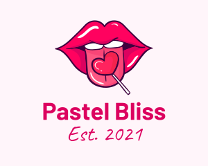 Heart Lollipop Candy Lips logo design