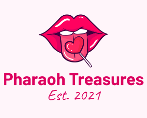 Heart Lollipop Candy Lips logo design