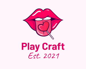 Heart Lollipop Candy Lips logo design