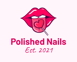 Heart Lollipop Candy Lips logo design