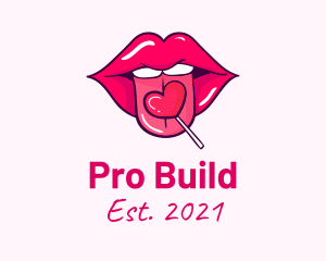 Heart Lollipop Candy Lips logo design