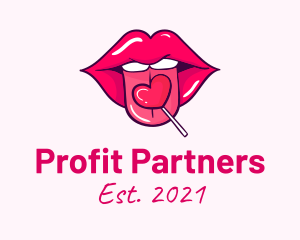 Heart Lollipop Candy Lips logo design