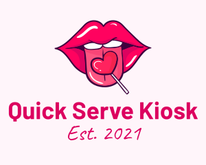 Heart Lollipop Candy Lips logo design