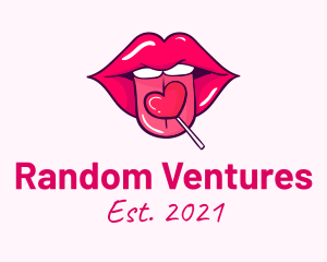 Heart Lollipop Candy Lips logo design